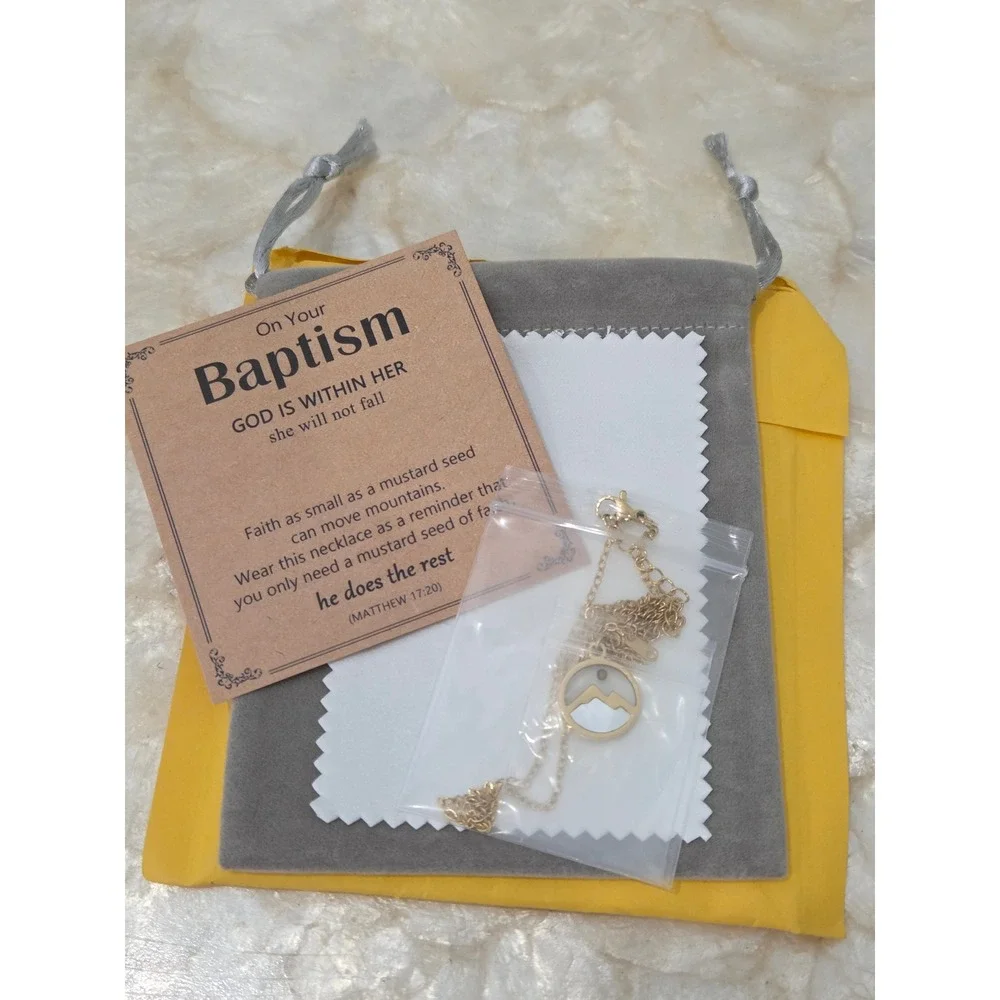 Baptism Mustard Seed Mountain Necklace Faith Religious Gift‎ Matthew 17:20